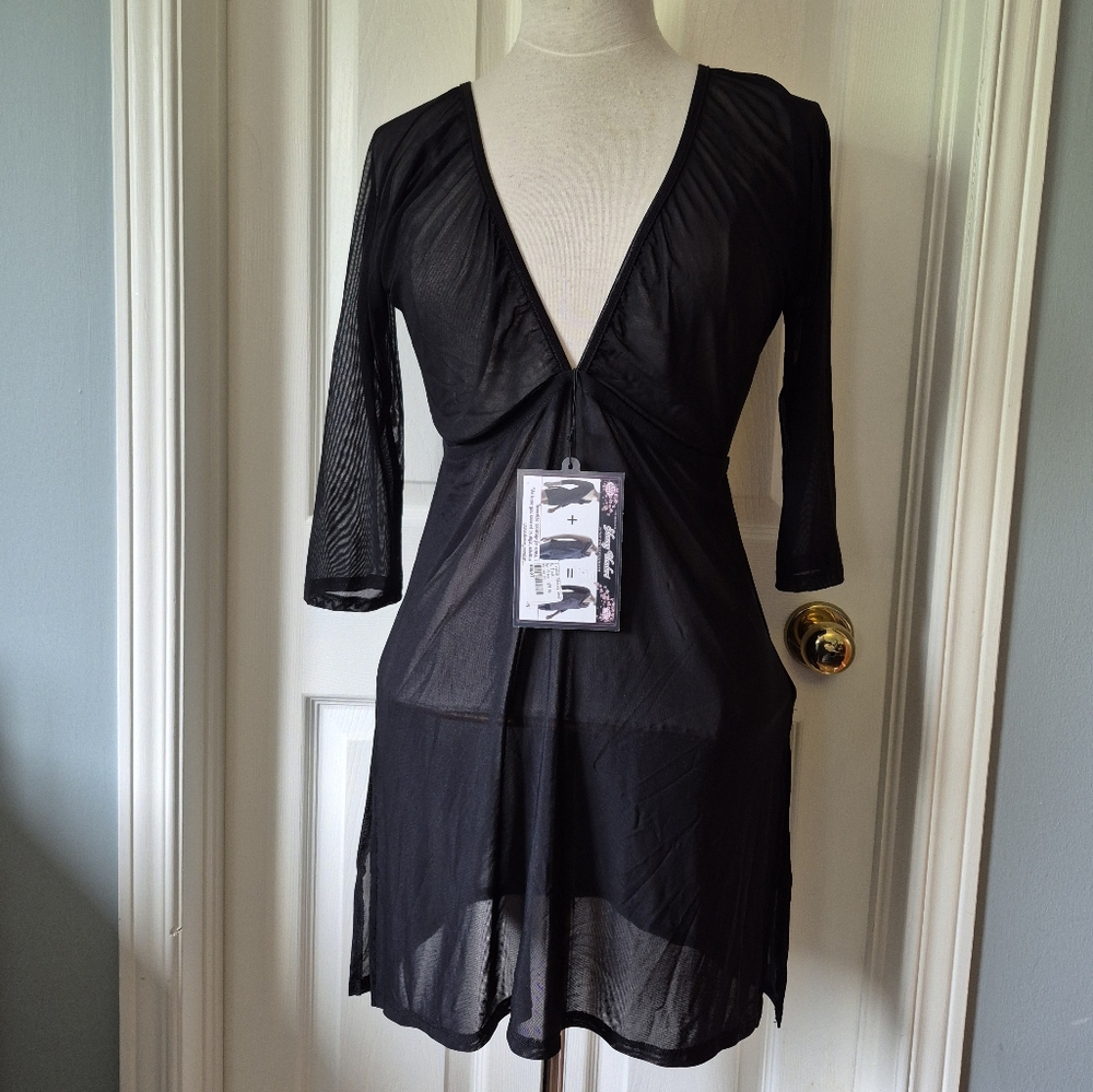 Sleevy Wonder Black Sheer Tunic